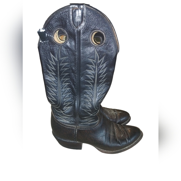 Tony Lama 16" black buckaroo Western Boots size 8 - Picture 2 of 9